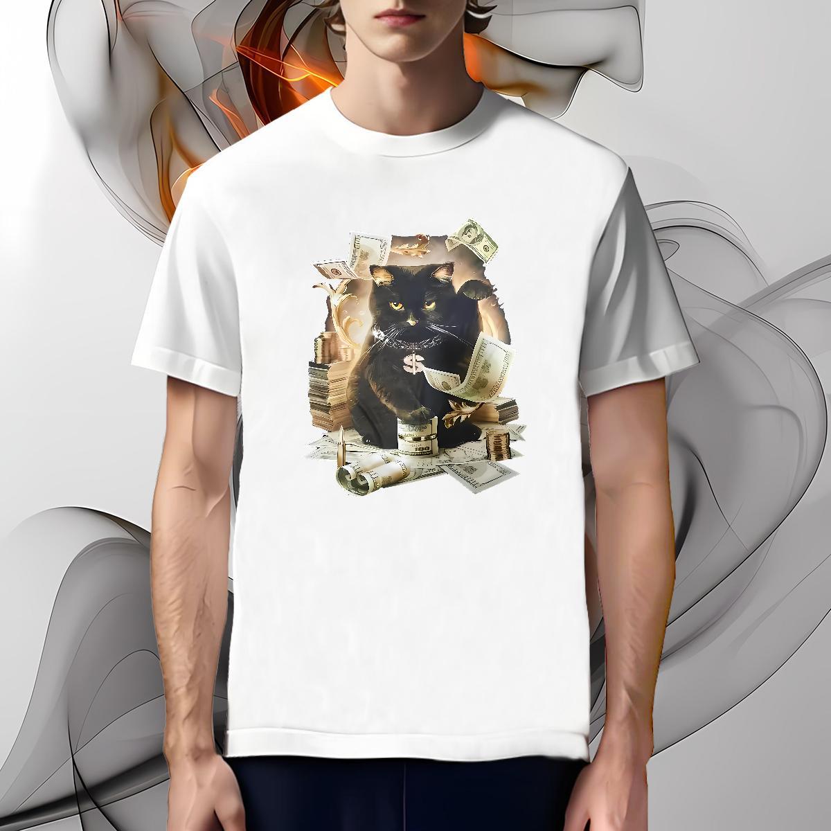 Unisex Mens T Shirts cat Round Neck Short Sleeve Daily Outfit Graphic 230g Cotton Couples T Shirts New Arrival Wear