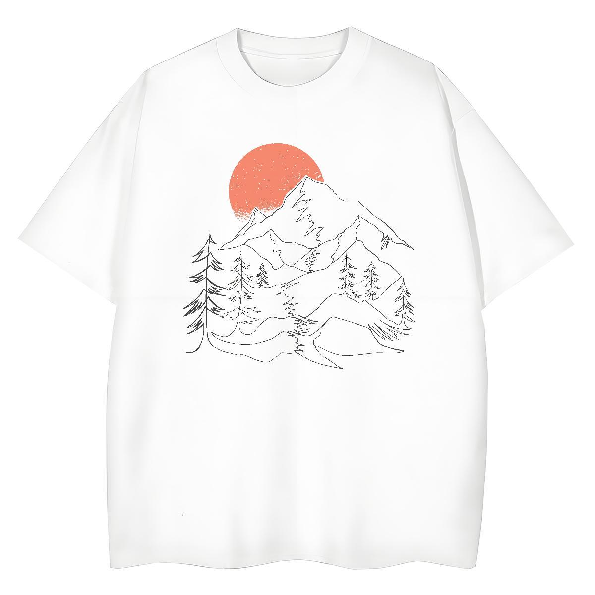 Fashion Womens Tshirts Casual Beach Breathable Crew Neck Tops Tees Designer Nice 230g 100% Cotton mountains Floral Print T Shirts Women