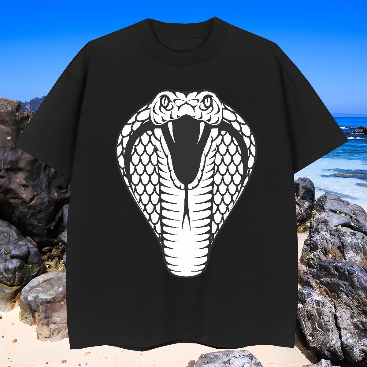 Cool T Shirt For Man cobra O Neck Short Sleeves Anime Printing Street Oversized 4XL 230g Cotton Tshirt for Man Woman Free Shipping Clothes