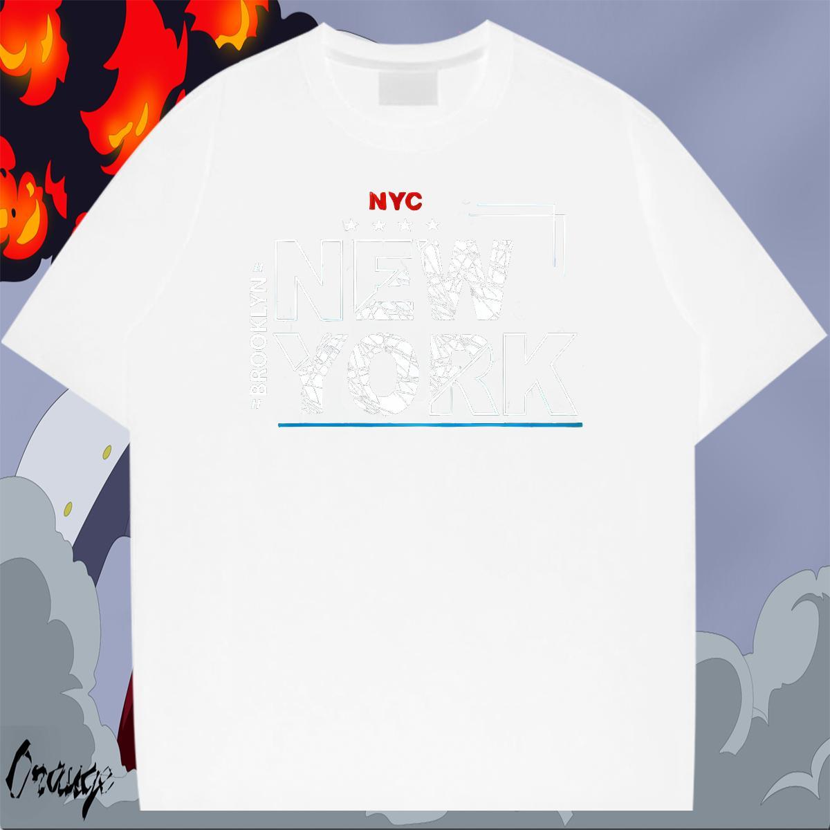 Cool Design Couples T Shirts Casual 100% Cotton 230g DIY Printed Short Sleeve O-Neck New York Mens T Shirts Wholesale Top Tees