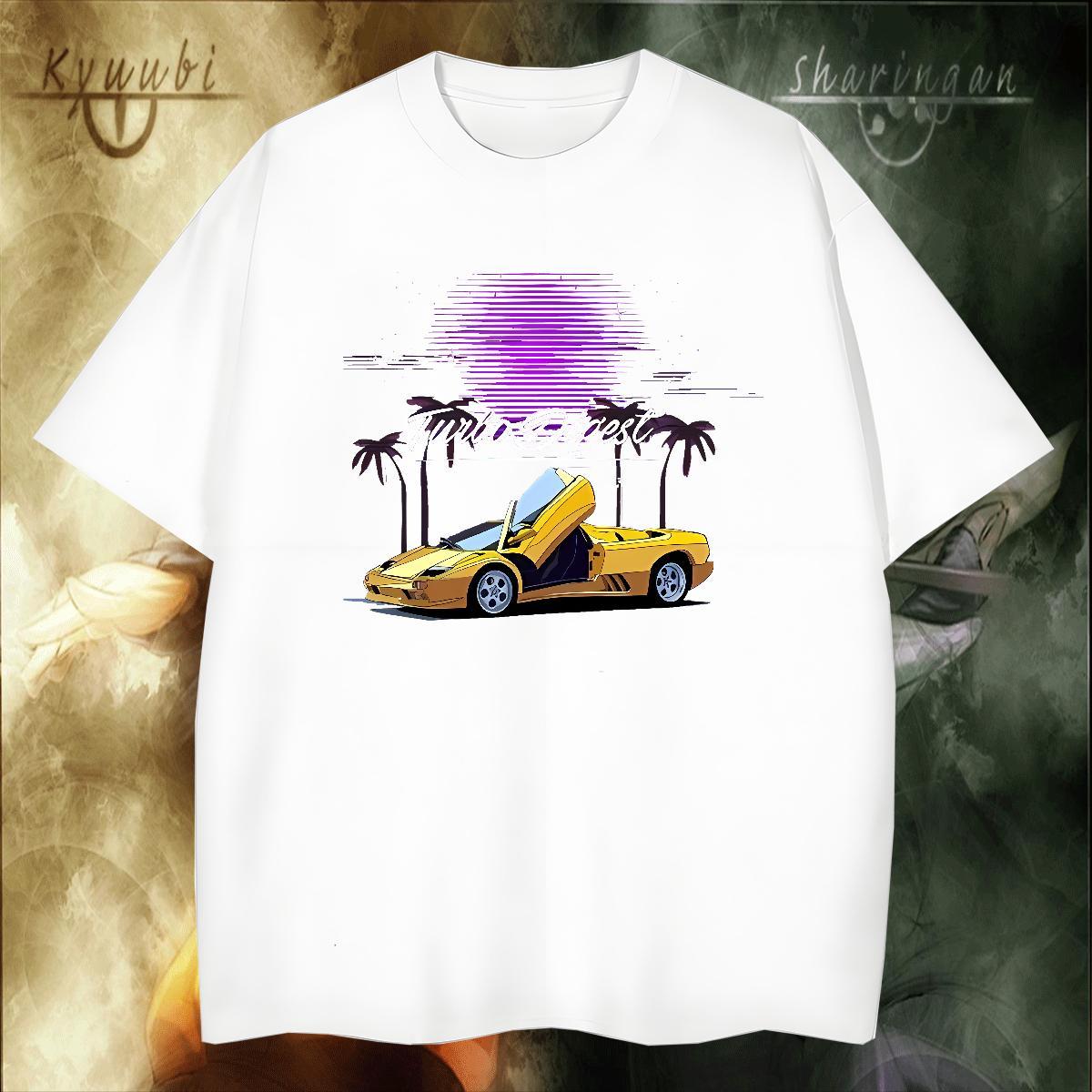 Brand Tshirt for Man Woman Daily Wear 230g Cotton Skull O Neck Short Sleeves car T shirt DIY Polos