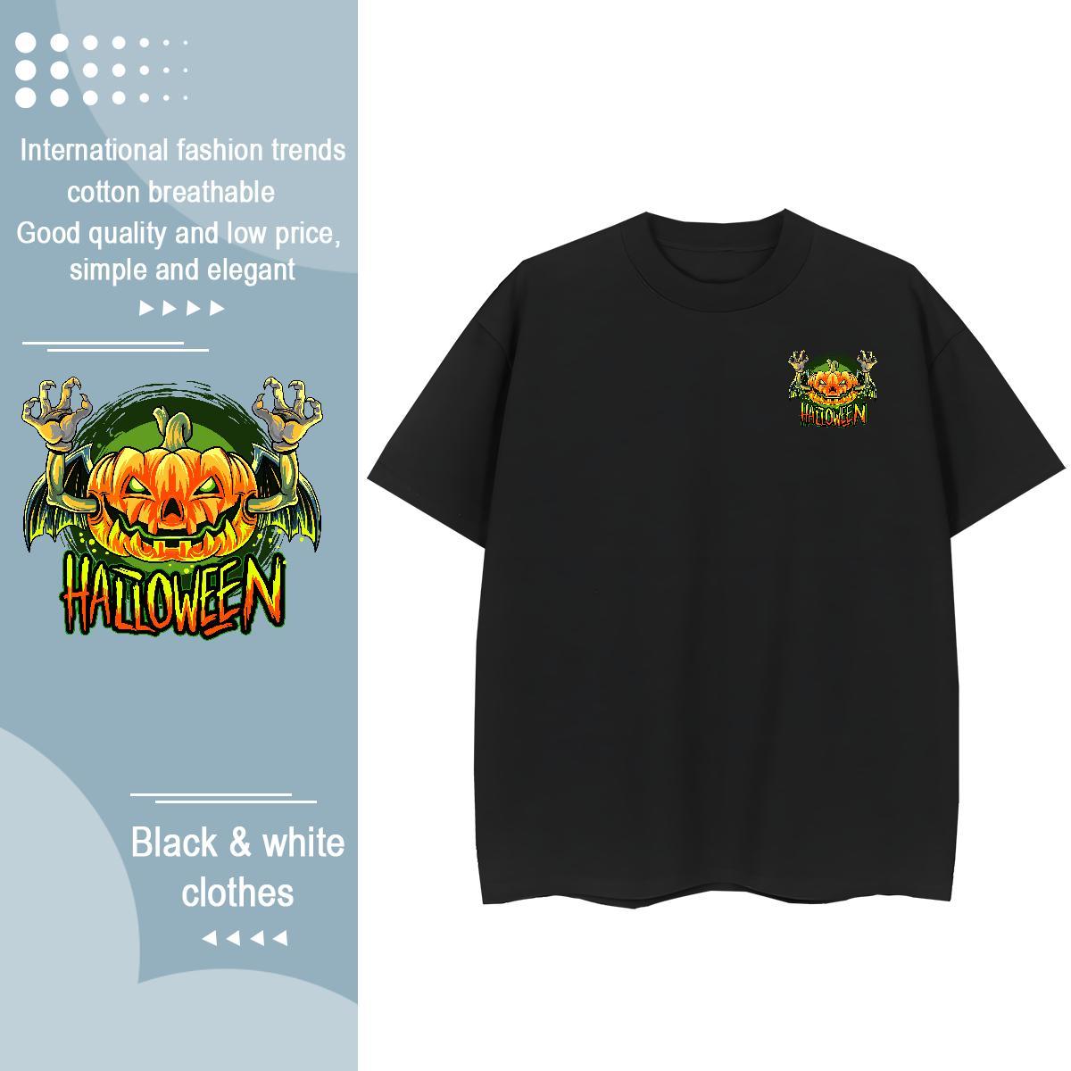 Fashion Casual Tshirt for Man Woman Halloween Hip Hop Street 230g Cotton Tees Shirts Short Sleeve O-Neck Cool Mens T Shirts Asian Size