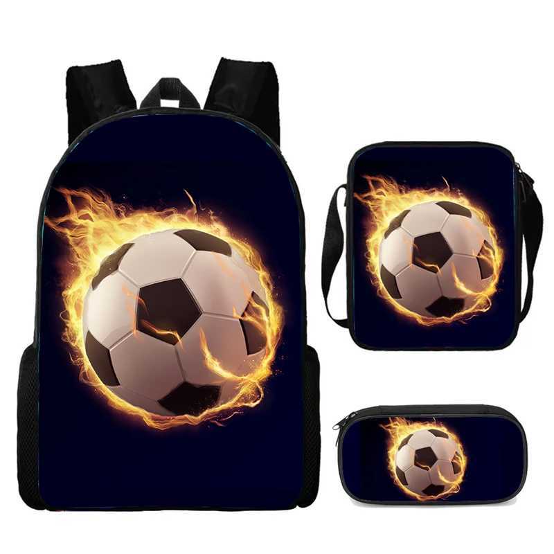 3Pcs Set School bags with Shoulder Bag Pencil bagCatoon School Bags for Boys Girls Kids Bags with Football PrintedLight Weight Y240820