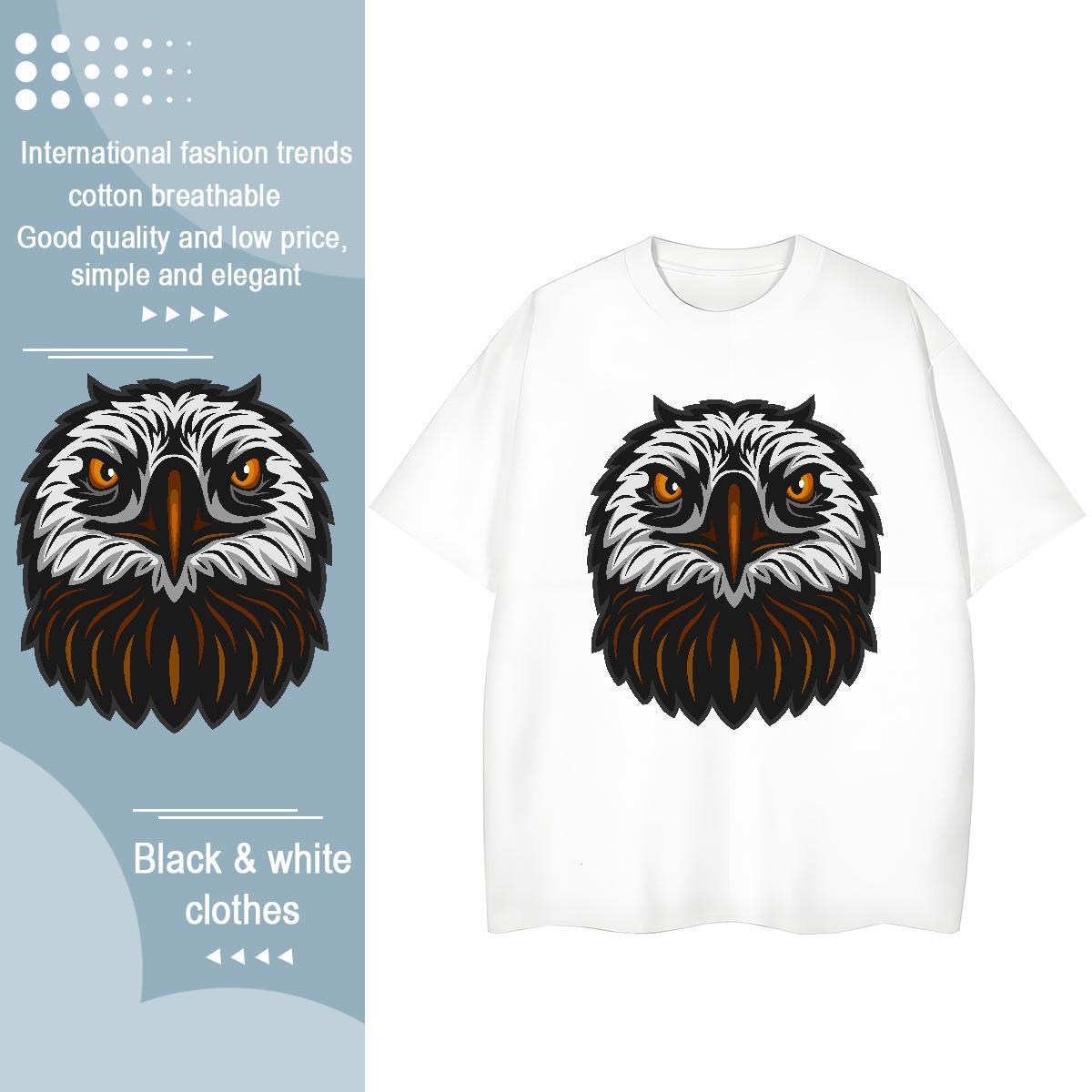 Cool T Shirt For Man owl O-Neck Short Sleeve Casual Custom Printing 230g Pure Cotton Men Tshirts 2024 Designer Tee Shirt