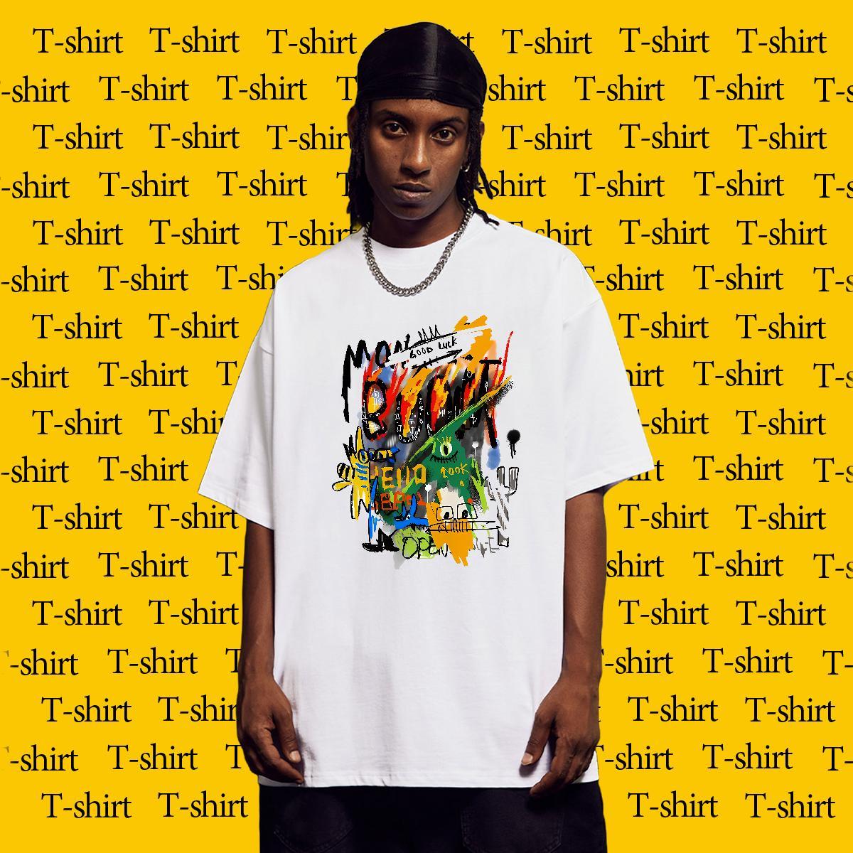 DIY Customized cartoon Men Tops Tees 230g 100% Cotton T shirt Skull Daily Wear O-Neck Short Sleeve TOP Quality Top Tees