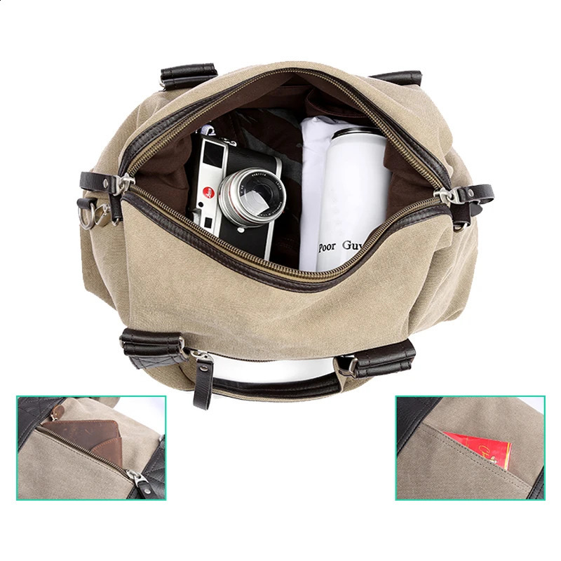 Male Canvas Crossbody Travel Luggage Bags Fitness Sports Portable Handbag With Anti-theft Zipper Weekend Bag Large Capacity 240819