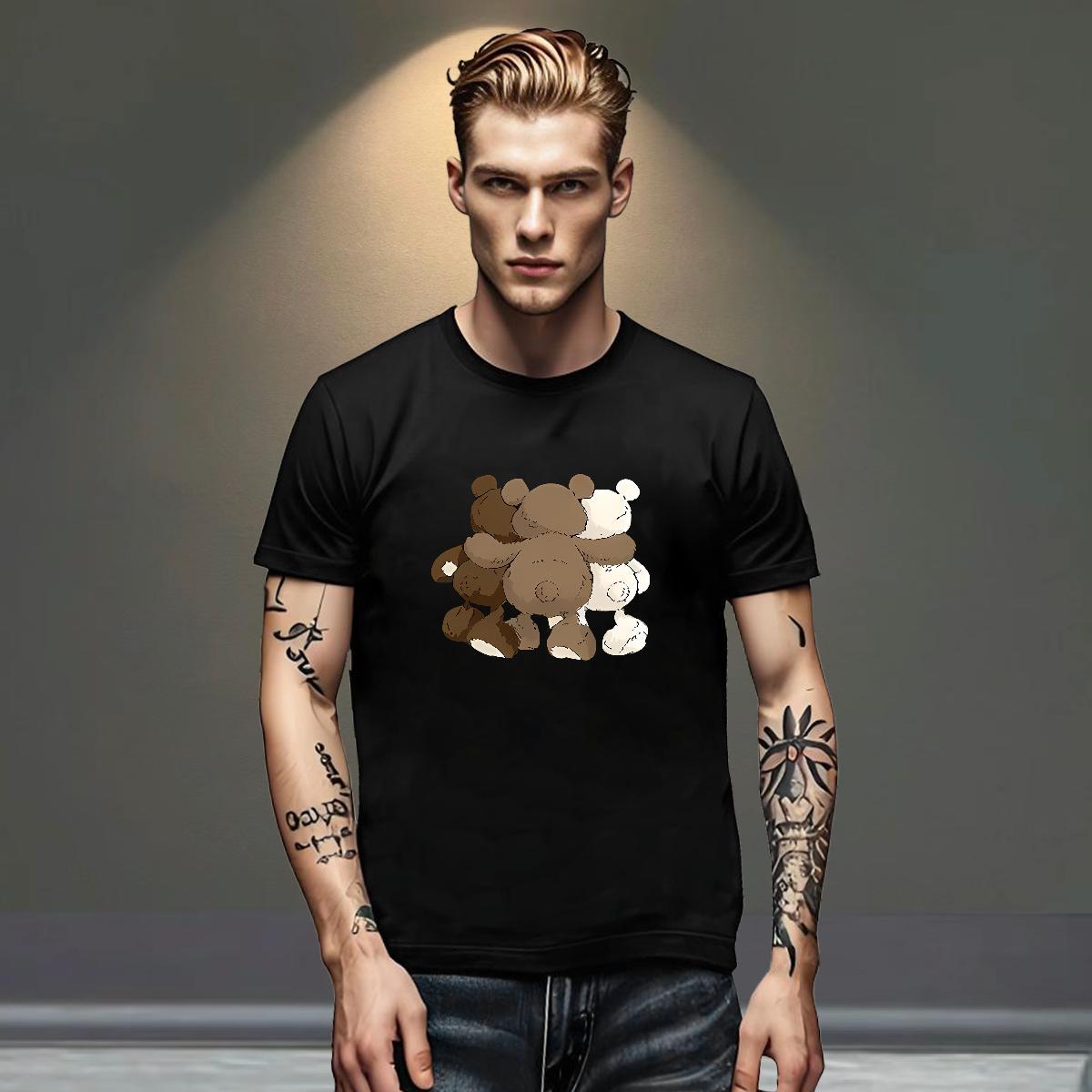 Free Shipping Tshirt for Man Woman bear Sports Casual 230g Cotton Tops Breathable Short Sleeve Soft T shirt Custom Printing