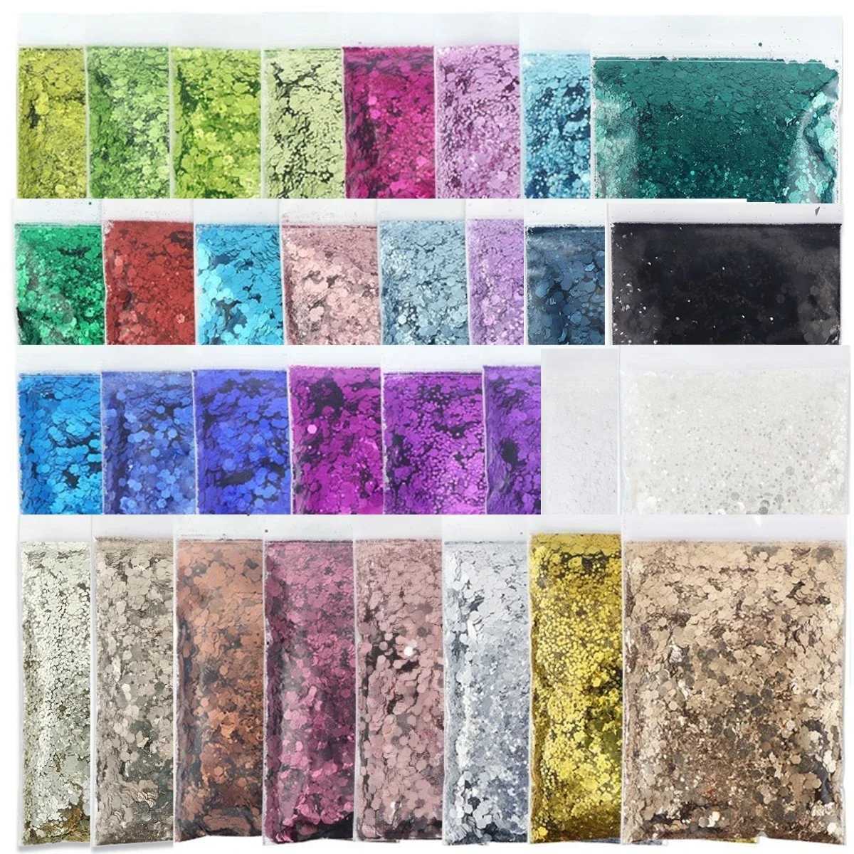 50g/bag Metallic Color Bulk Mixed Hexagon Nail Glitter Shiny Sequin Chunky Glitter DIY Manicure Decoration for Nail Art SuppliesXJ240815