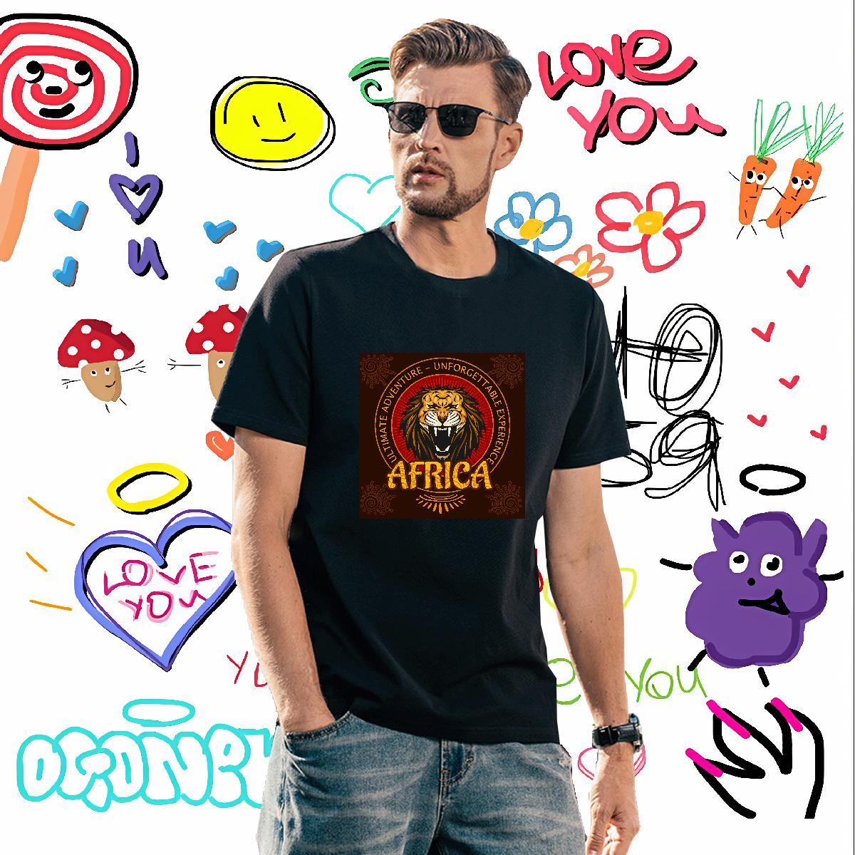 Unisex Mens T Shirts lion Breathable Short Sleeve Street Wear DIY Anime 230g 100% Cotton Men Tees 2024 Designer Tops