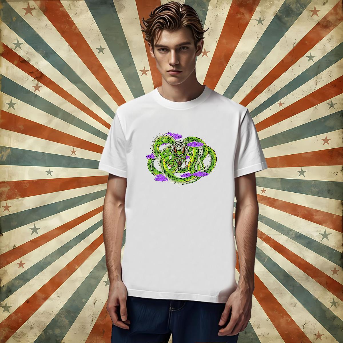 Soft dragon T-Shirts Anime Printing Street Men Clothes T-Shirt 230g Cotton Designer Round Neck Short Sleeve White Plus Size Tops