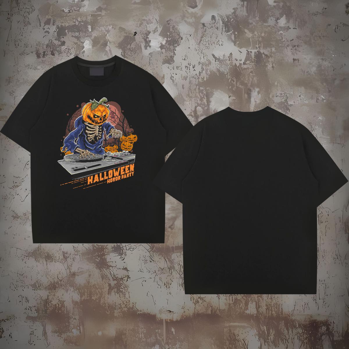 Wholesale T-Shirts halloween Breathable Crew Neck Summer Casual Custom Print Oversized 230g Cotton Men Tshirts 2024 New Tee Shirt