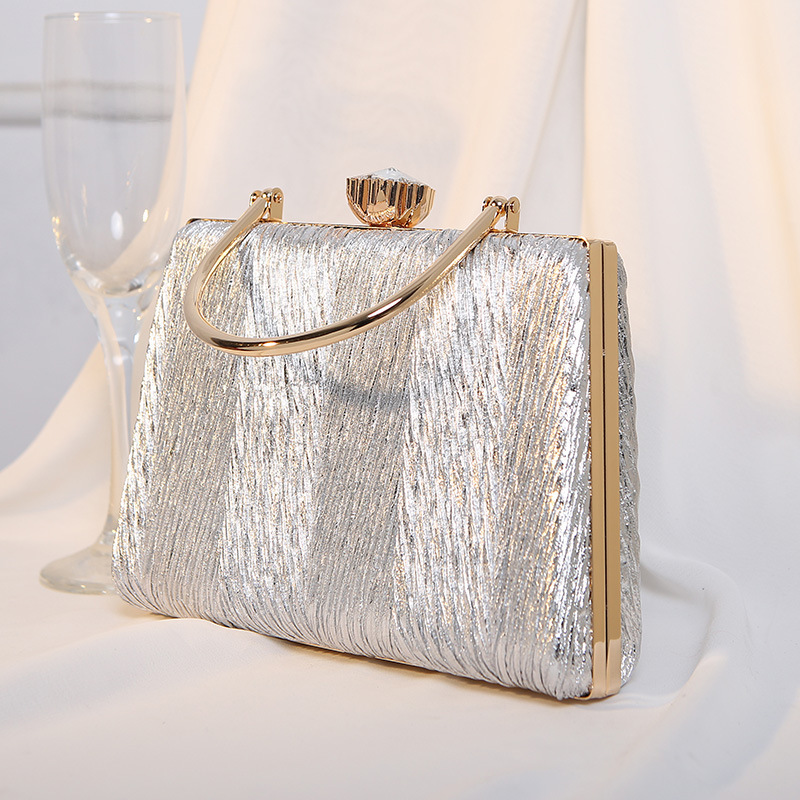 New Dinner with 100 Pleats Banquet Dress Women's Small Square Fashion Handheld Bag
