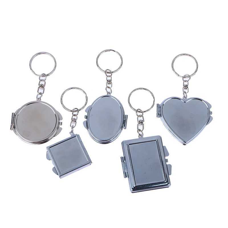 Round Heart Oval Sqaure Shape Double Sides Cosmetic Mirror Metal Folding Keychain Makeup Mini Mirror With Krychain Y240819