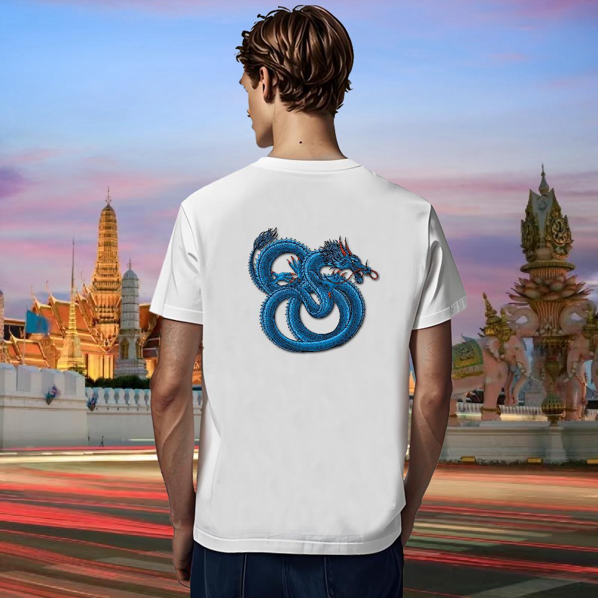 Man T Shirts 230g Cotton dragon Outdoor Breathable Short Sleeve Custom Print Plus Size Men Tops Tees 2024 Summer Cool Polos