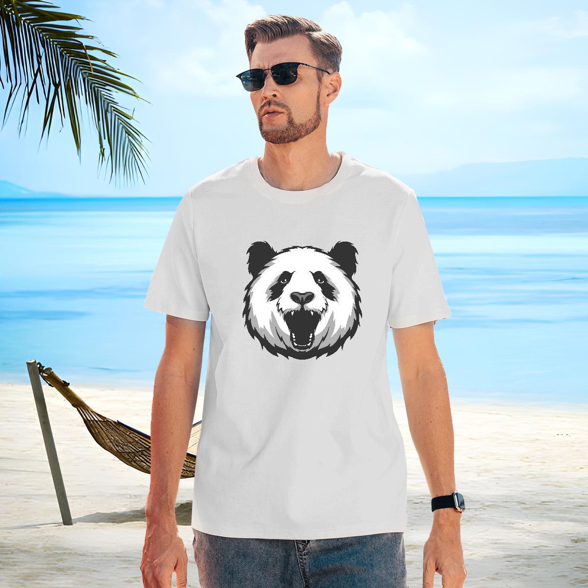 Loose Fit Man T Shirts panda Short Sleeve O-Neck Street Wear Black White 230g 100% Cotton Men Tshirts Wholesale Tee Shirt