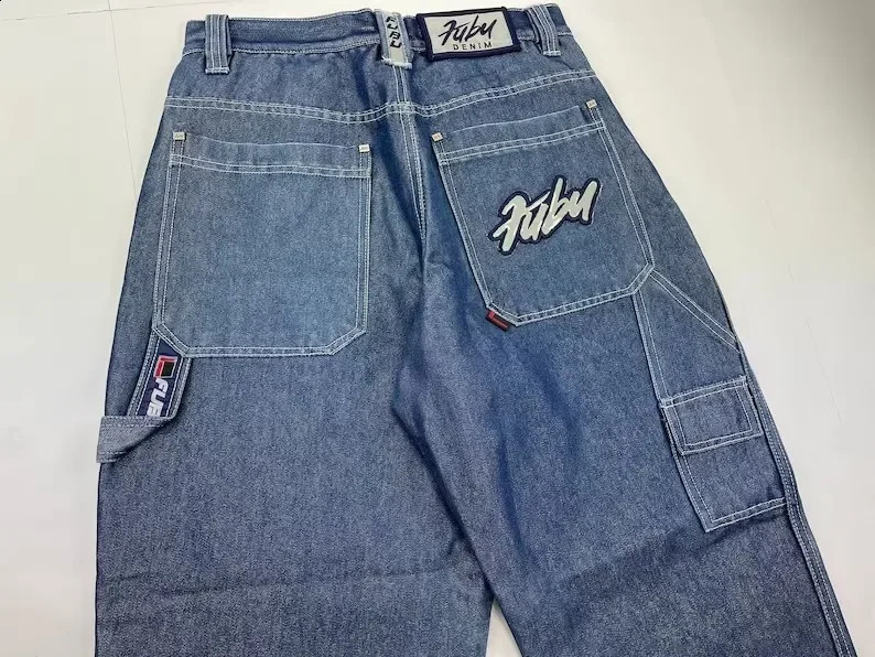 jeans retro loose men Harajuku women hiphop rock fashion streetwear Trousers High Street Waist wide leg 240819