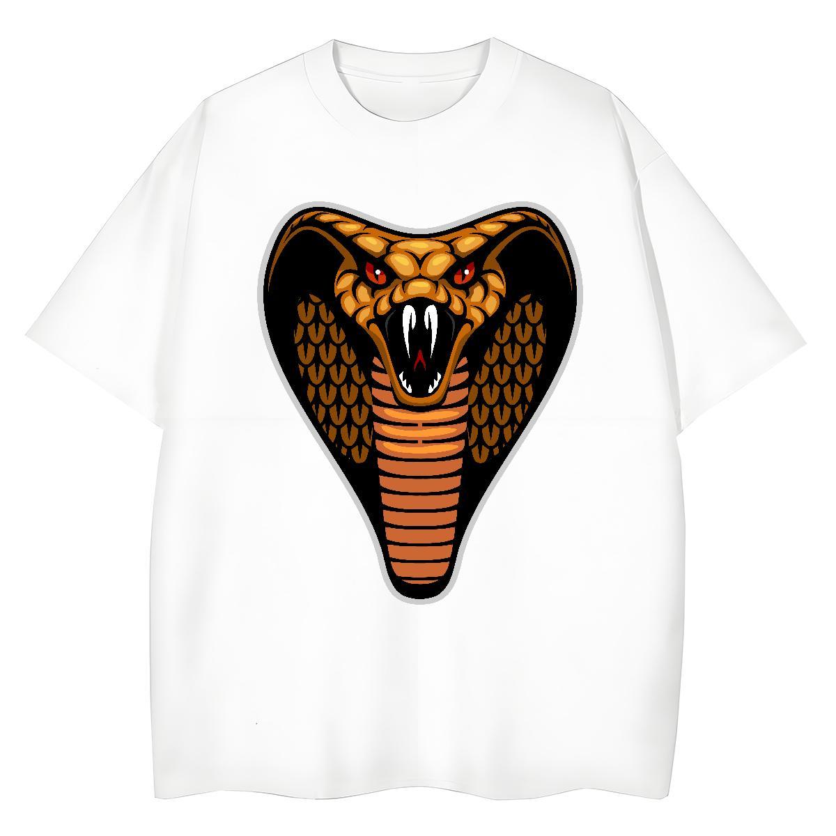 Loose Fit Men T Shirts cobra Short Sleeve Soft Casual Daily Wear Skull 230g Pure Cotton Mens Tshirts Casual New Tees