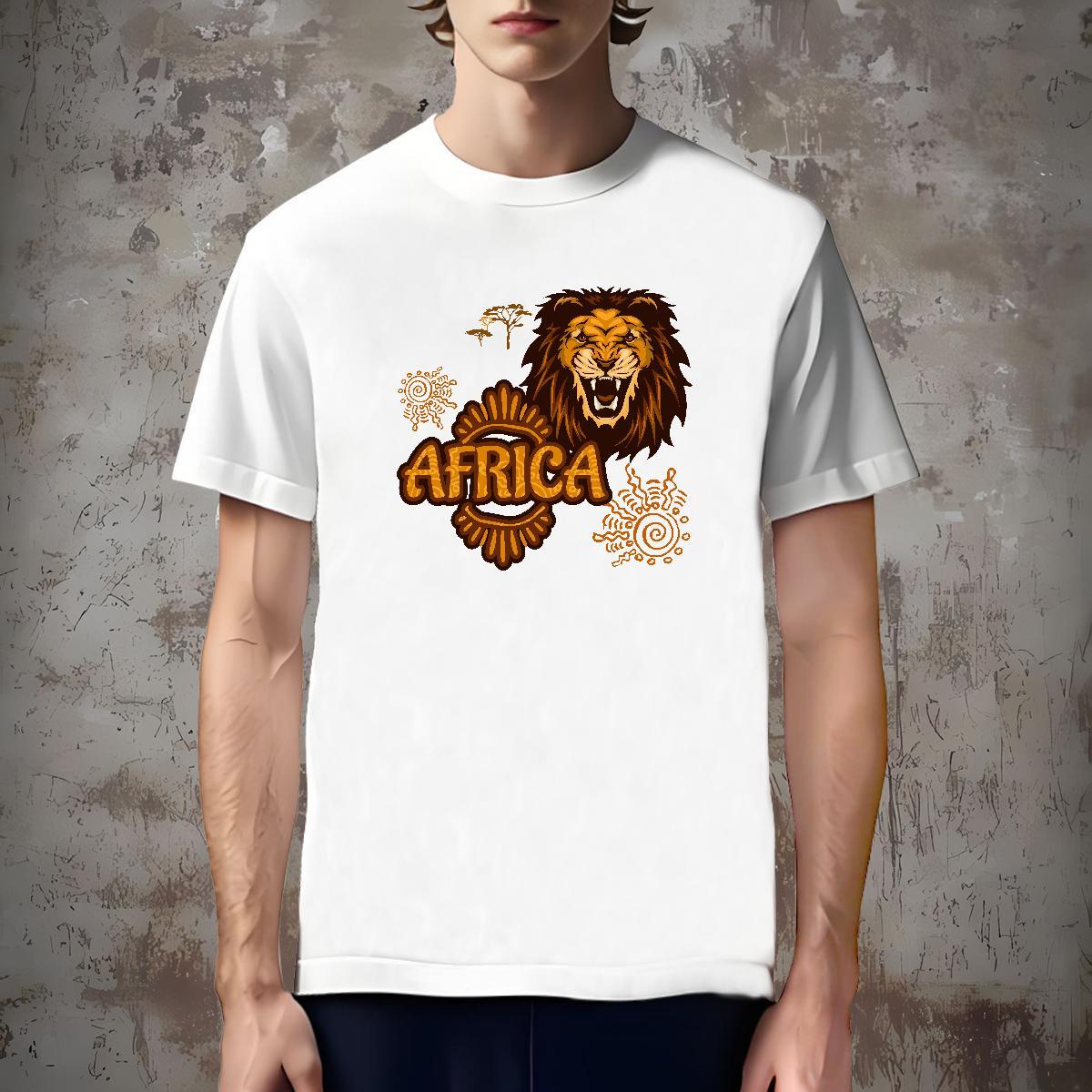 Designer T Shirts Men Africa lion Breathable Crew Neck Street wear Hip Hop Plus Size Custom 230g Pure Cotton Men Clothes T-Shirt Classic Wear