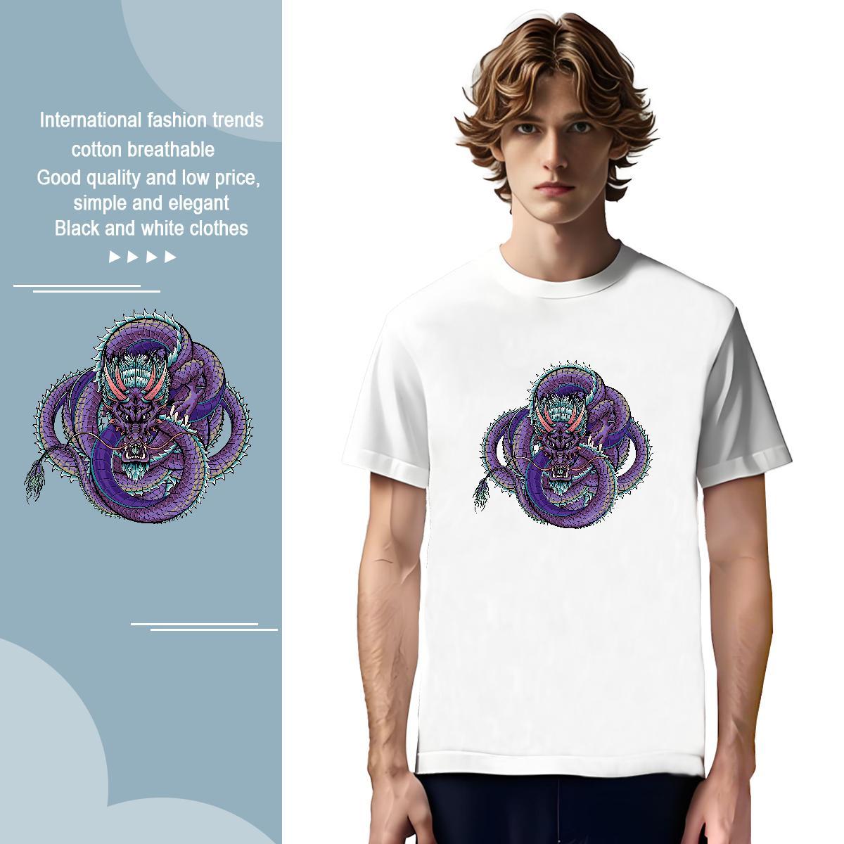 Designer dragon T-Shirts Street Wear Men Tees 100% Cotton 230g Fashion Design Breathable Crew Neck Black Oversized Tee Shirt