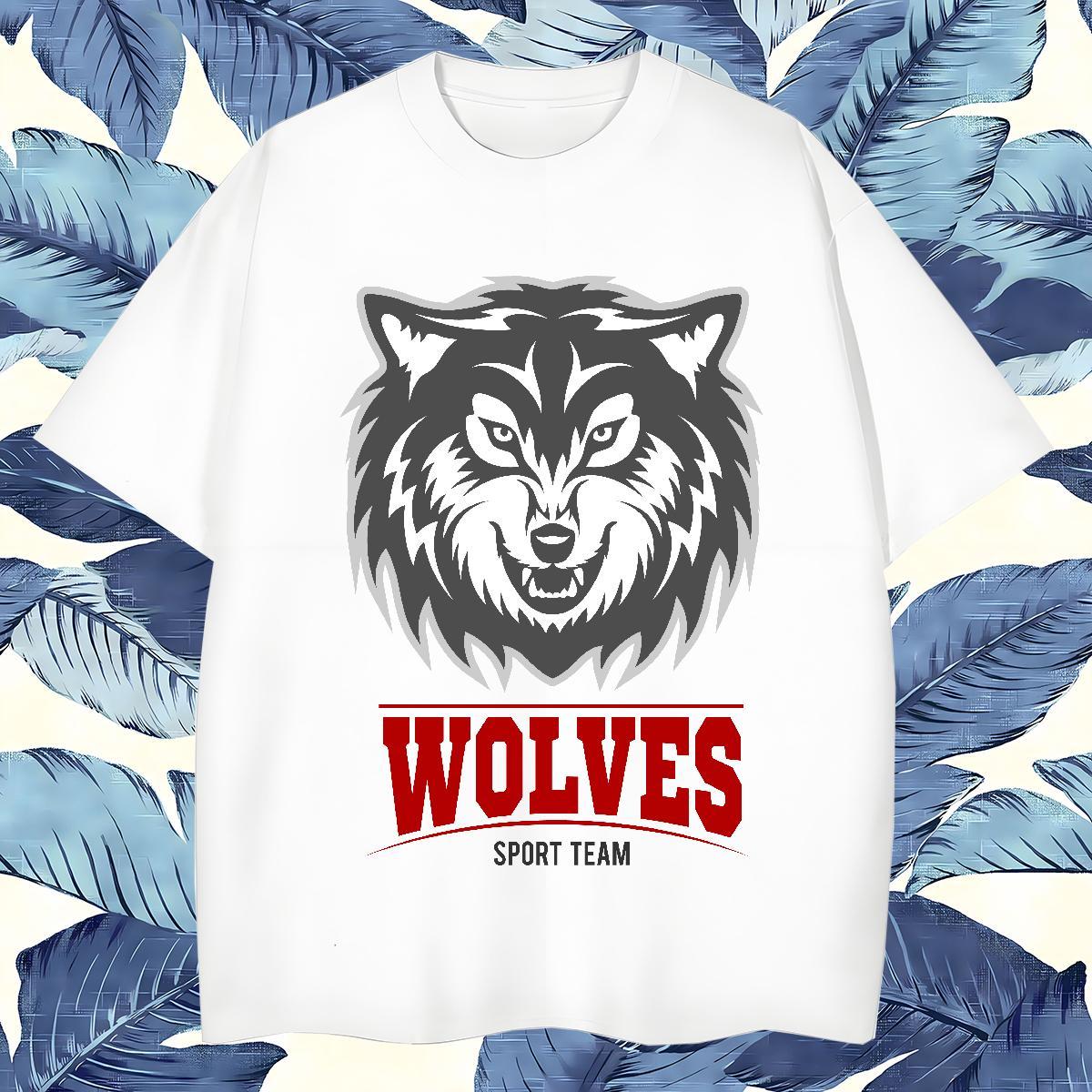 Cool Mens T Shirts wolf Crew Neck Spring Summer Custom Printing 100% Cotton 230g Men Tshirts Designer Polos