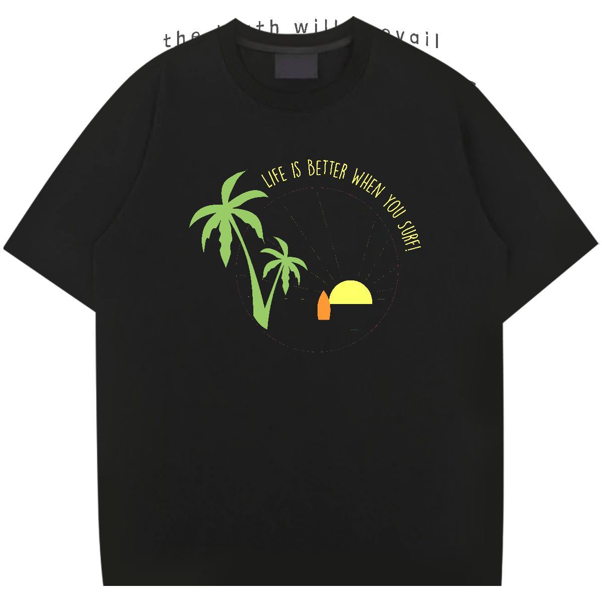 Cool sea 230g 100% Cotton Men Tees Spring Summer Round Neck Short Sleeve Man T Shirts Fashion Skull Tops Tees