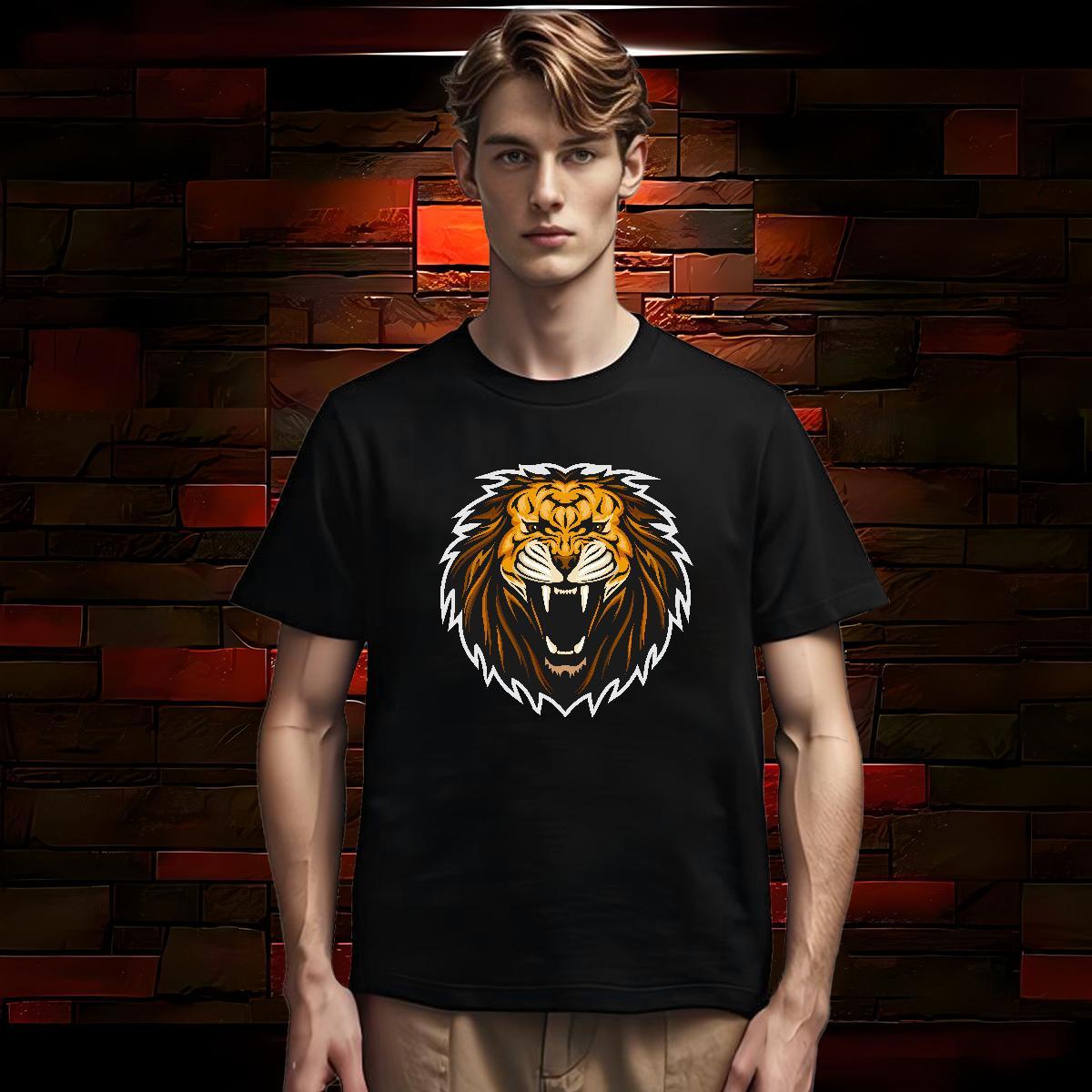 2024 Summer Men Tops Tees lion Sport 230g 100% Cotton Clothes Short Sleeve O-Neck TOP Quality Men T Shirts Skull