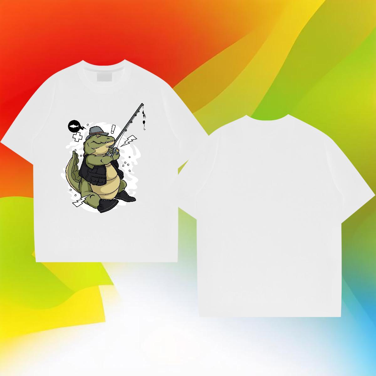 New Designer Men Clothes T-Shirt fishing Home Outdoor 230g Cotton Tshirts Breathable Crew Neck Soft T Shirt For Man Skull