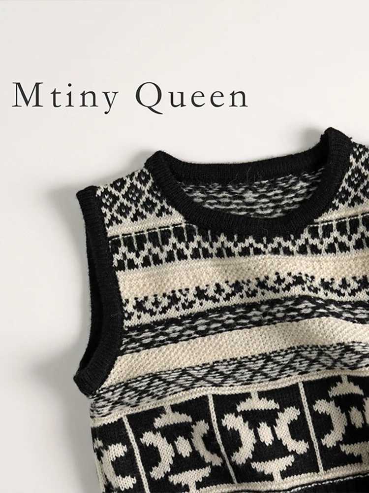 2024 Autumn New Children Sleeveless Knit Vest Fashion Print Boys Girls Casual Sweater Baby Knitted Windproof Vest Kids ClothesXJ240819