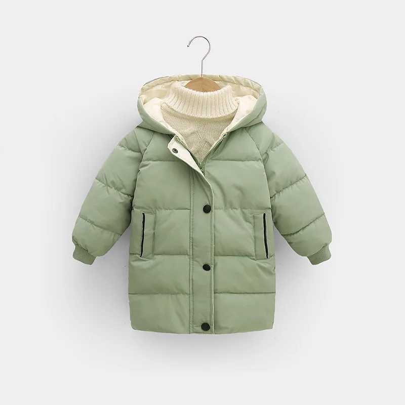 Winter Children Down Coats Boys Girls Fashion Long Overcoat Kids Thicken Casual Warm Outerwear Teenager Hooded Windproof ClothesXJ241214
