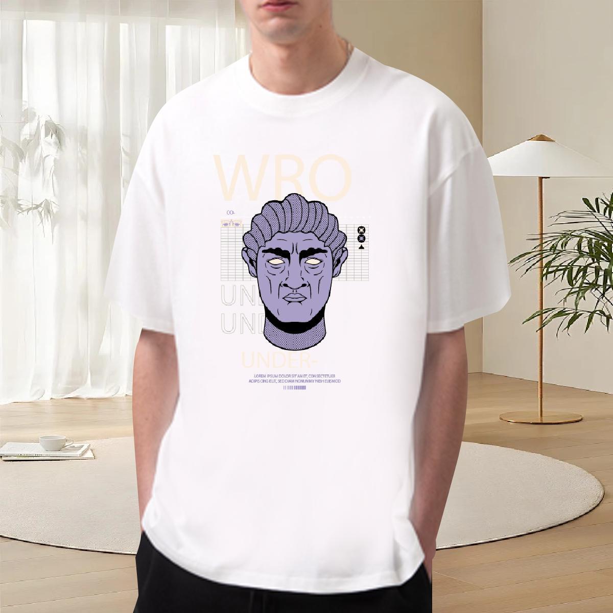 Designer Men Tshirts Spring Summer 230g 100% Cotton Oversized 4XL O-Neck Short Sleeve western style T Shirt For Man Classic Tops Shirt