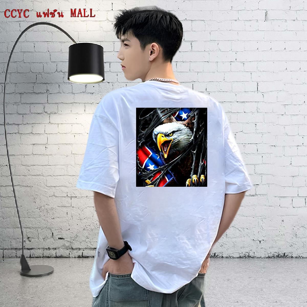 New Men Tops Tees eagle Street wear Hip Hop 230g Cotton Tshirts Breathable Short Sleeve Loose Men T Shirts Cartoon Printing L-4XL