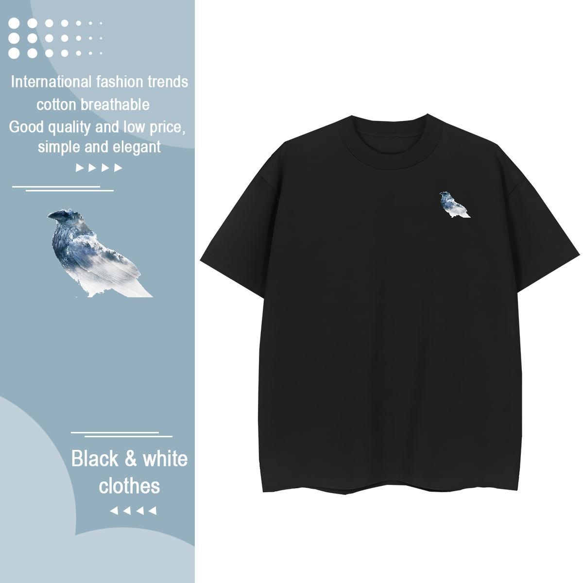 New Arrival Couples T Shirts bird Hip Hop 230g Cotton Top Tees Breathable Crew Neck Free Shipping Mens T Shirts Oversized 3XL 4XL