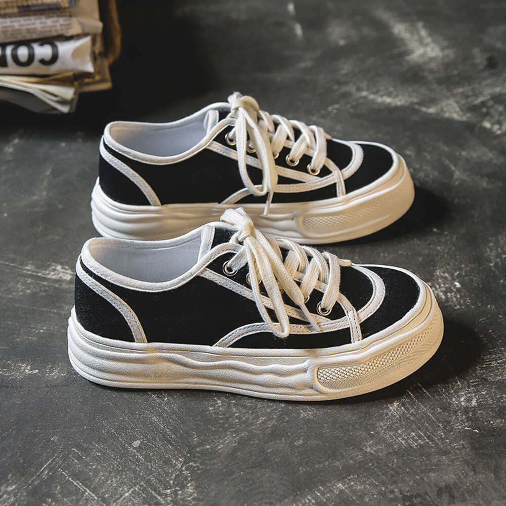 Ddmysports Autumn Winter New Big Ead Canvas Women S Casual Lace Up Trendy Chic Ong Kong Flavor Flat Bottom Shoes OUTDOOR