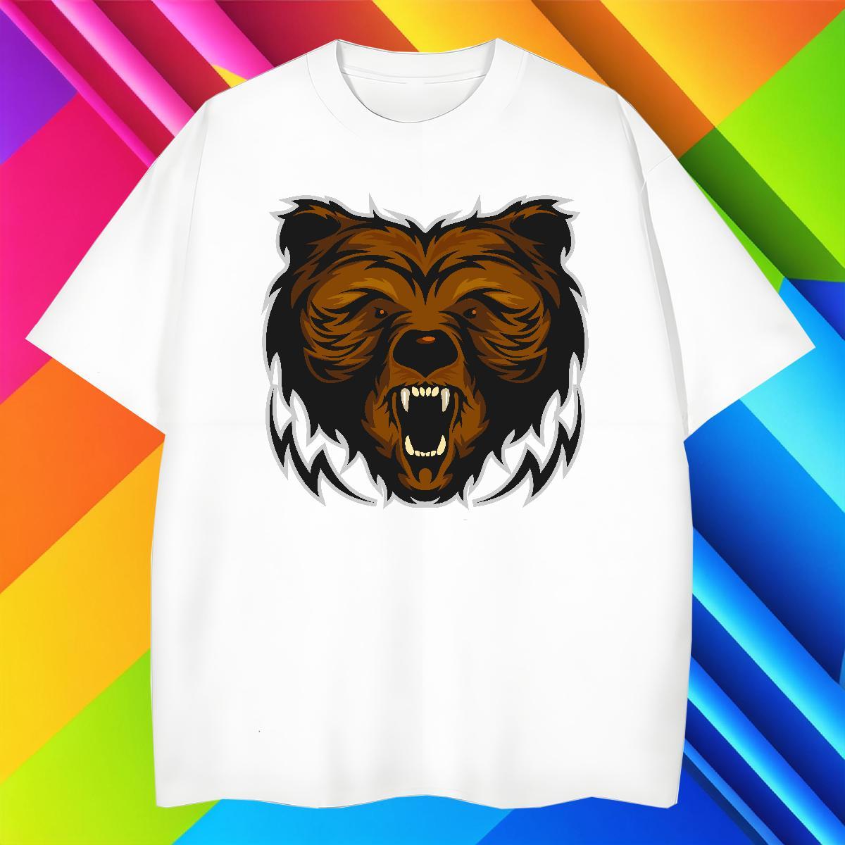 Comfortable T Shirt For Man bear Pure Cotton Hip Hop Street Black White 230g Pure Cotton Tshirts Custom Tops Shirt