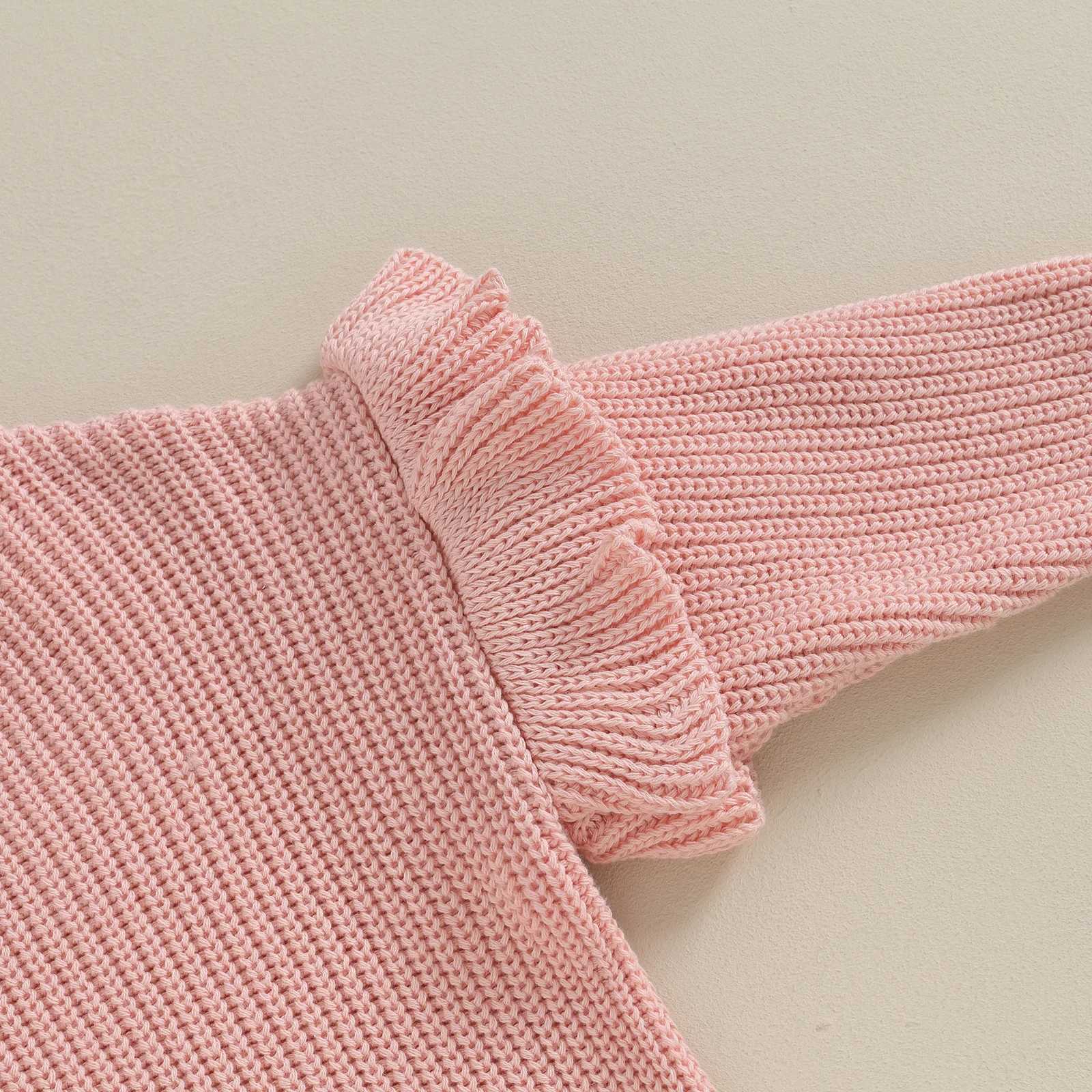 Cute pleated long sleeved baby girl sweater warm winter childrens knitted clothing solid crochet top loose knit top W240820