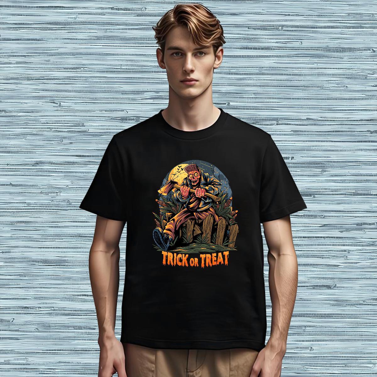 Fashion Design Men Tees halloween Hip Hop 230g 100% Cotton Tshirts Short Sleeve O-Neck Classic T Shirts Men Custom Cartoon