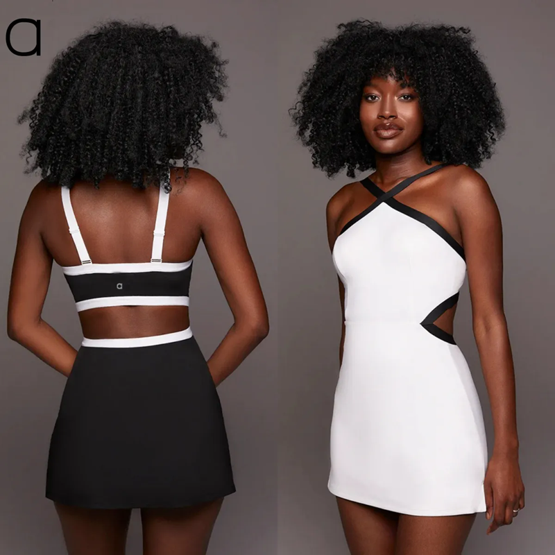 Dress A148 Women Yoga Tennis Color Contras vestido t Anti-slip Female Breathable One-piece Skirt Yoga Sleeveless Sports Skirts
