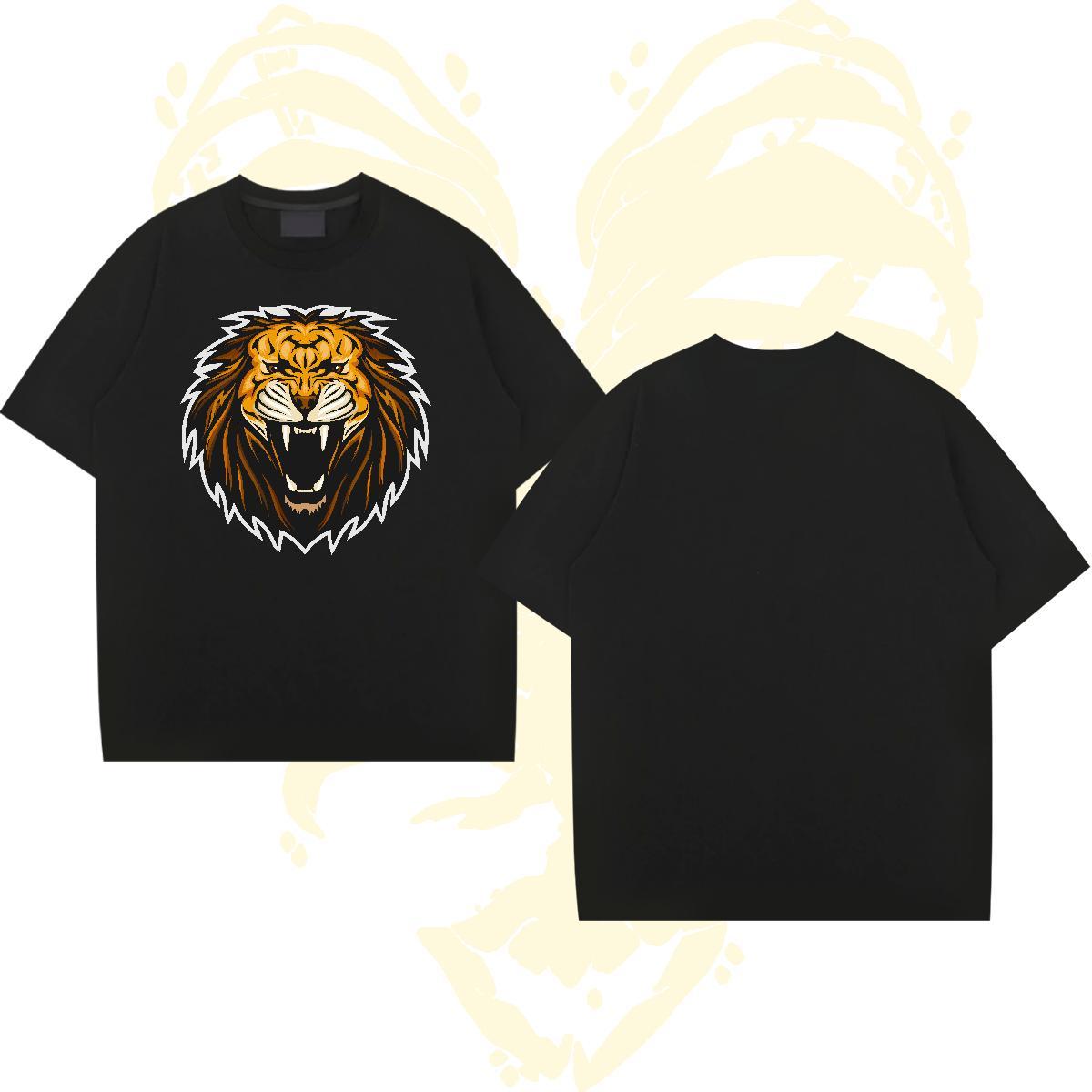 Classic T Shirts Men lion Short Sleeve O-Neck High Street Hip Hop DIY 230g 100% Cotton Men Tshirts 2024 Designer Polos