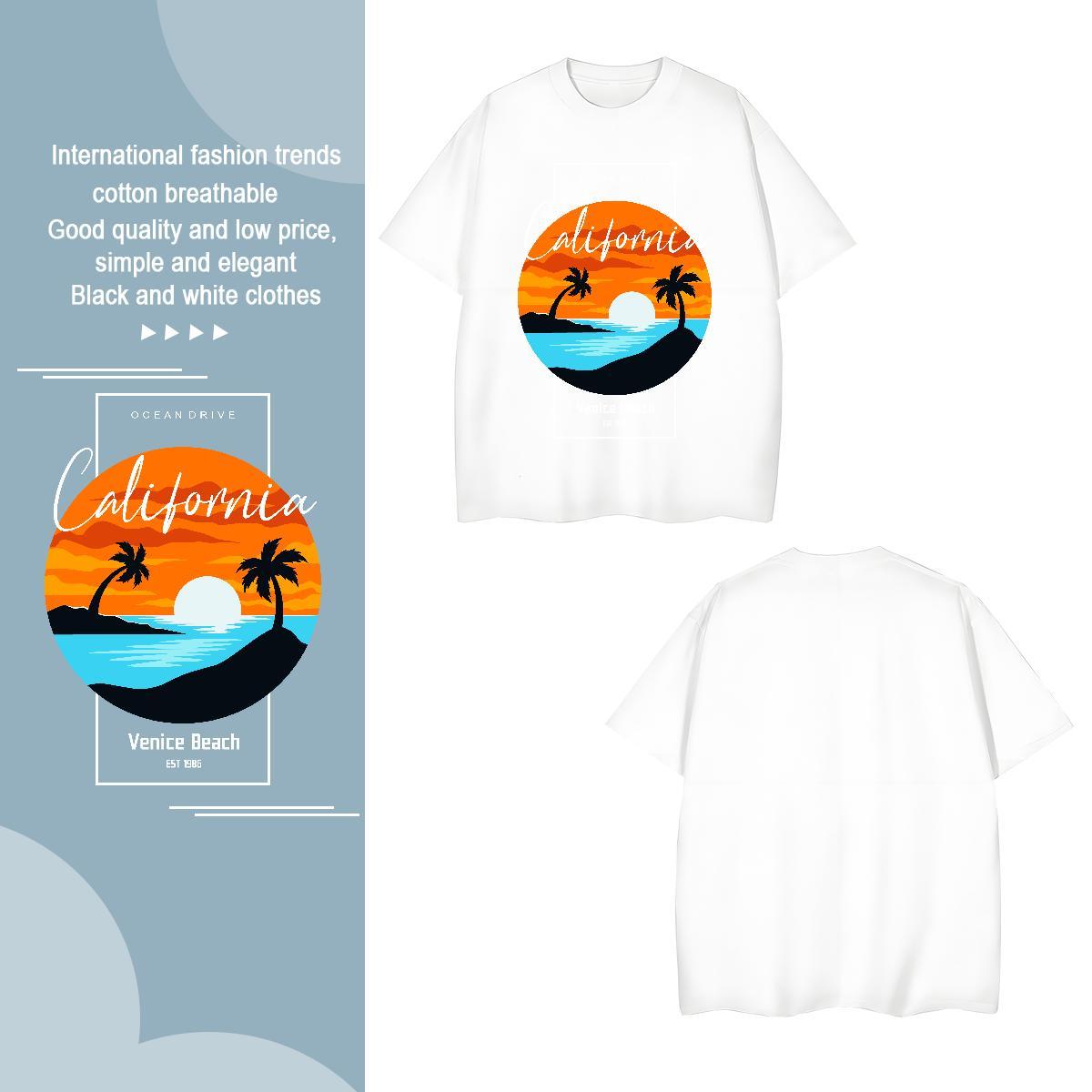 Loose tree 100% Cotton 230g Men Clothes T-Shirt Sport Pure Cotton T Shirts Men Custom Plus Size Cartoon Tops