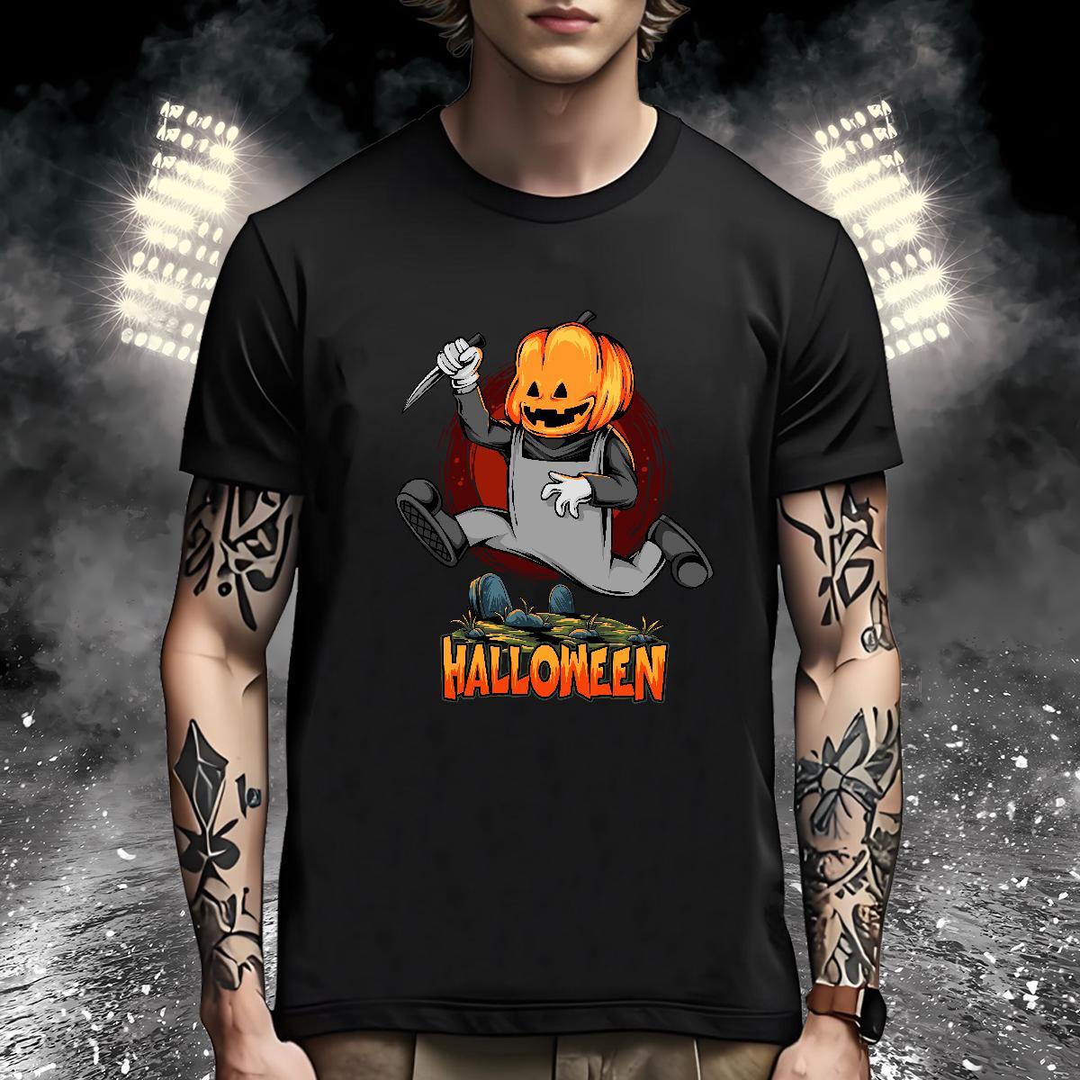 Cool Design Men T Shirts pumpkin Short Sleeve O-Neck Casual Daily Wear Cartoon Print 230g 100% Cotton Tshirt for Man Woman 2024 Summer Clothes