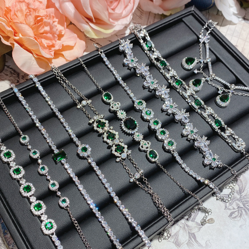 designer bracelet Ins Top Sell women's full diamond Wedding bracelet Luxury Jewelry 925 Sterling Silver temperament emerald Diamond Gemstones Par - view 5