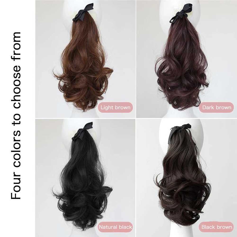 Womens long curly hair ponytail wig with tie Diy charming and fashionable hair extension used for role-playing themed parties 25/35/45/55cm W240817