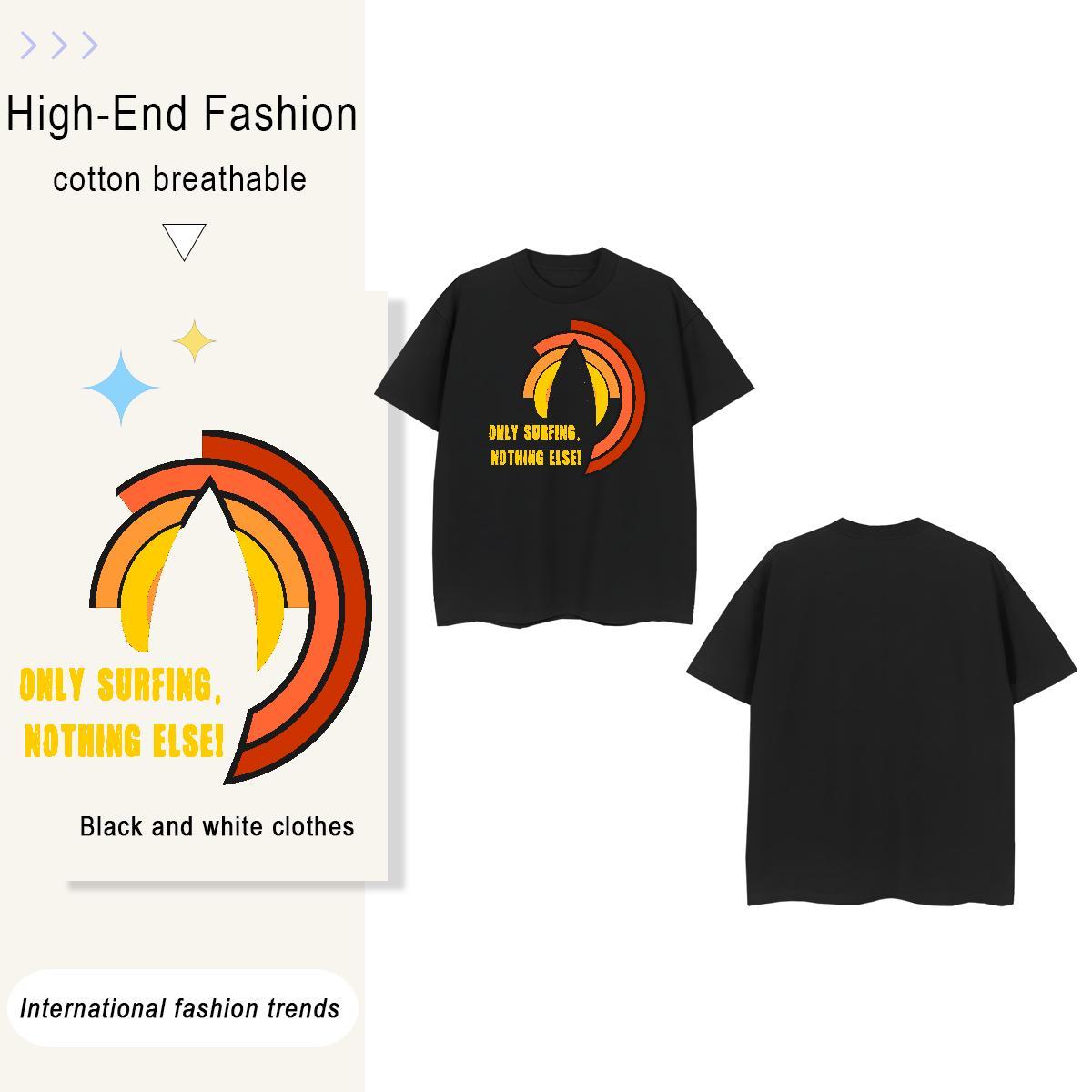 Classic wave 230g Cotton Men Tops Tees Beach Breathable Short Sleeve Men T Shirts Factory Direct Plus Size Cartoon Wear