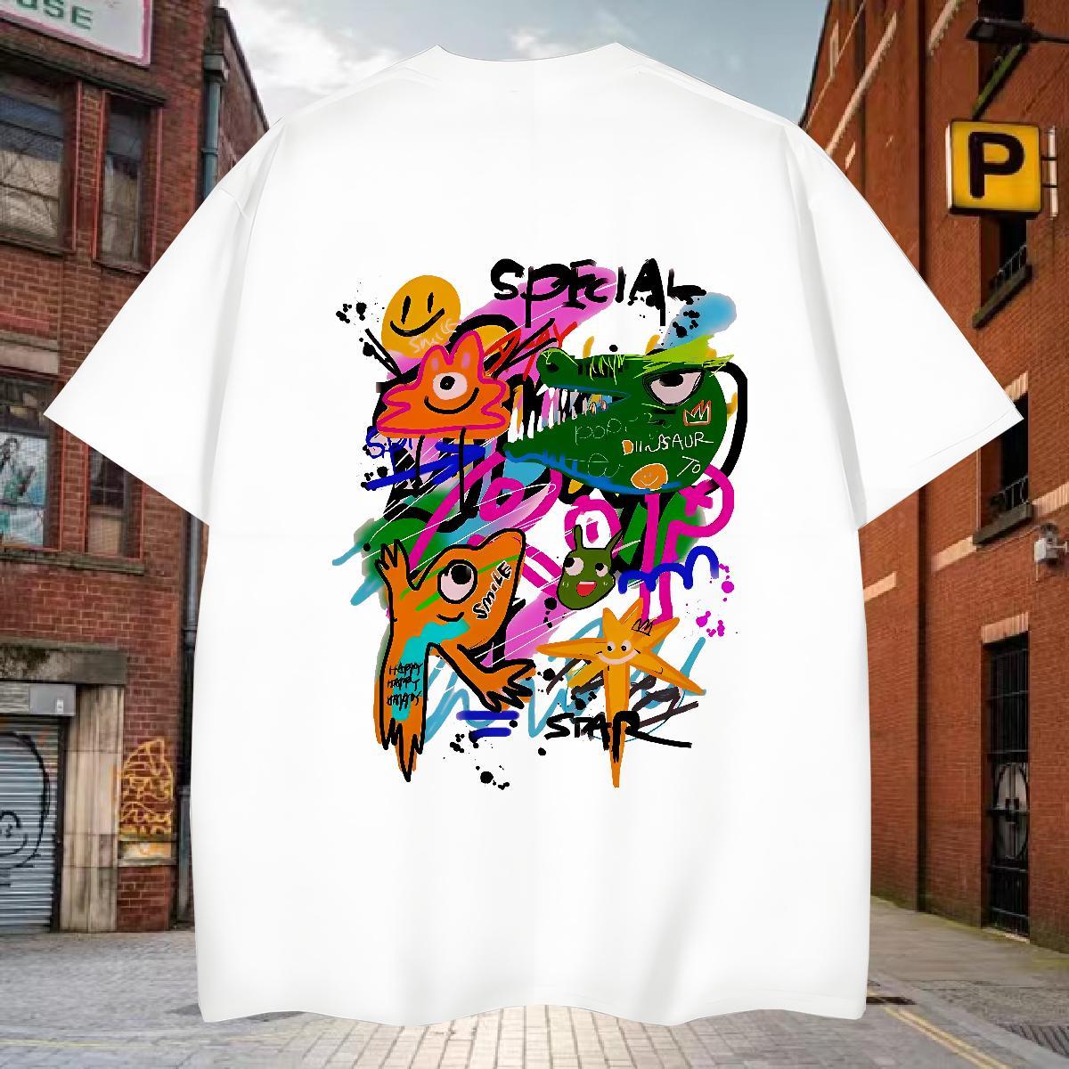 Mens T Shirts 100% Cotton 230g cartoon Casual Breathable Short Sleeve Plus Size Custom Tshirts 2024 Designer Popular Clothings