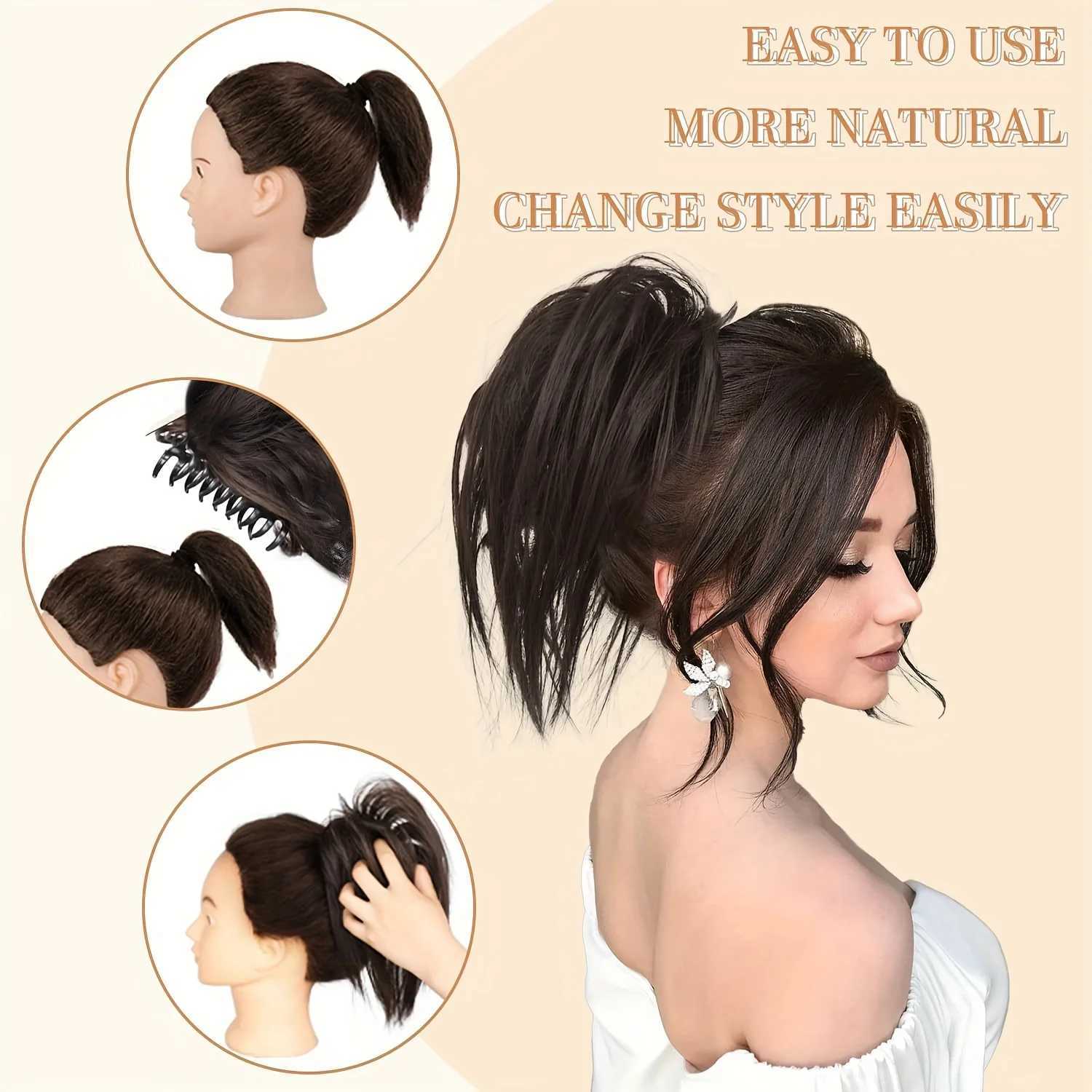 Messy Bun Chignon Claw in Ponytail Hair Extension Wigs Synthetic Wave Curling Touch Updo Hair Buns Hair Clip Scrunchie W240817