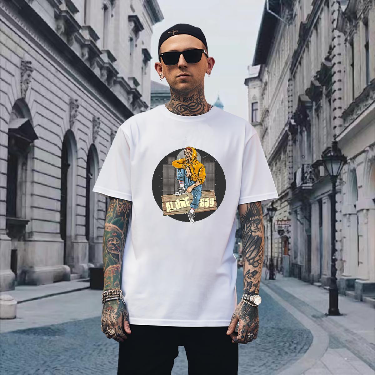 Classic T Shirts Men halloween Breathable Soft Casual Cartoon Print 230g Pure Cotton Men Tees New Designer Tee Shirt