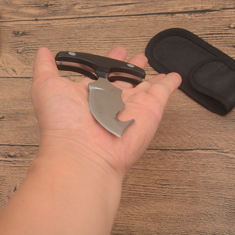 Top Quality New Fixed Wood handle Push knife 440C 58HRC Satin Blade EDC Pocket Knives with Bottle Opener and Nylon Sheath Package