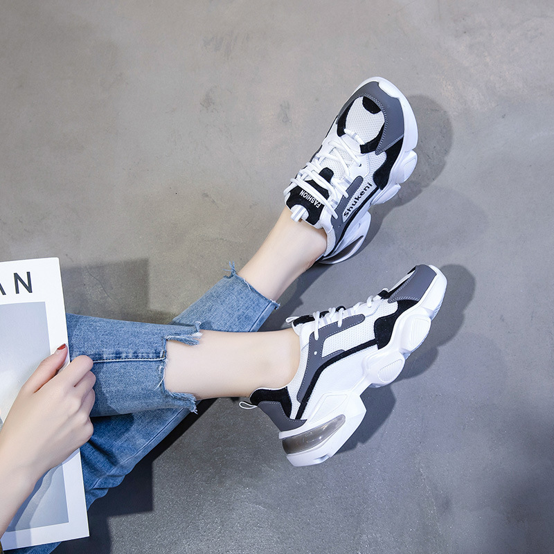 Ddmysports Dad S Autumn New Korean Edition Sports Versatile Casual Little White Women Thick Sole Shallow Mouth Genuine Leather Shoes OUTDOOR