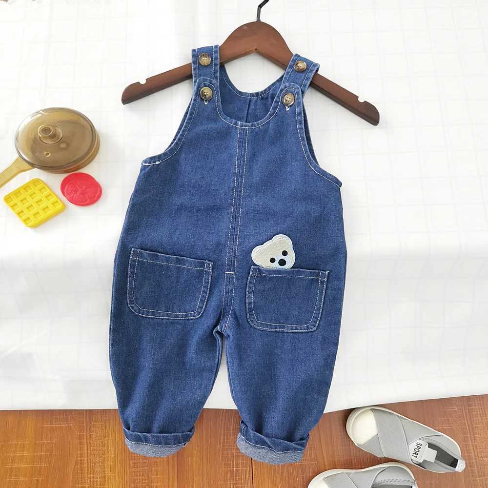 IENENS toddler boys jumpsuit denim covering Dungarees baby girls jeans pants clothing suitable for 0-4 years old W240806