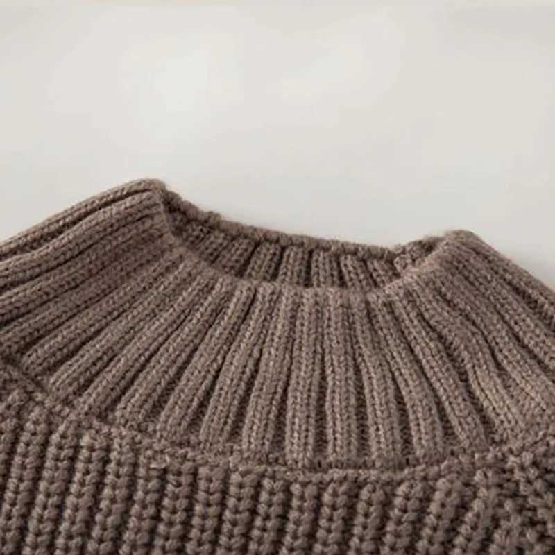 Korean style childrens sweater knitted and pulled 2024 autumn new half turtle neck boys sweater 2-6Y simple girl bottom top W240820